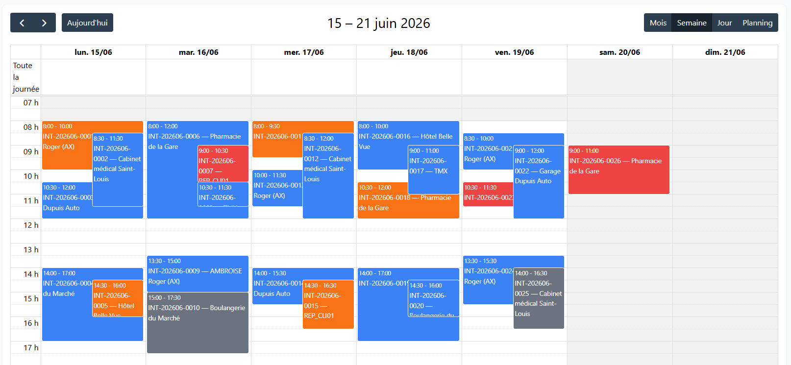 FIXELY — planning des interventions vu du bureau